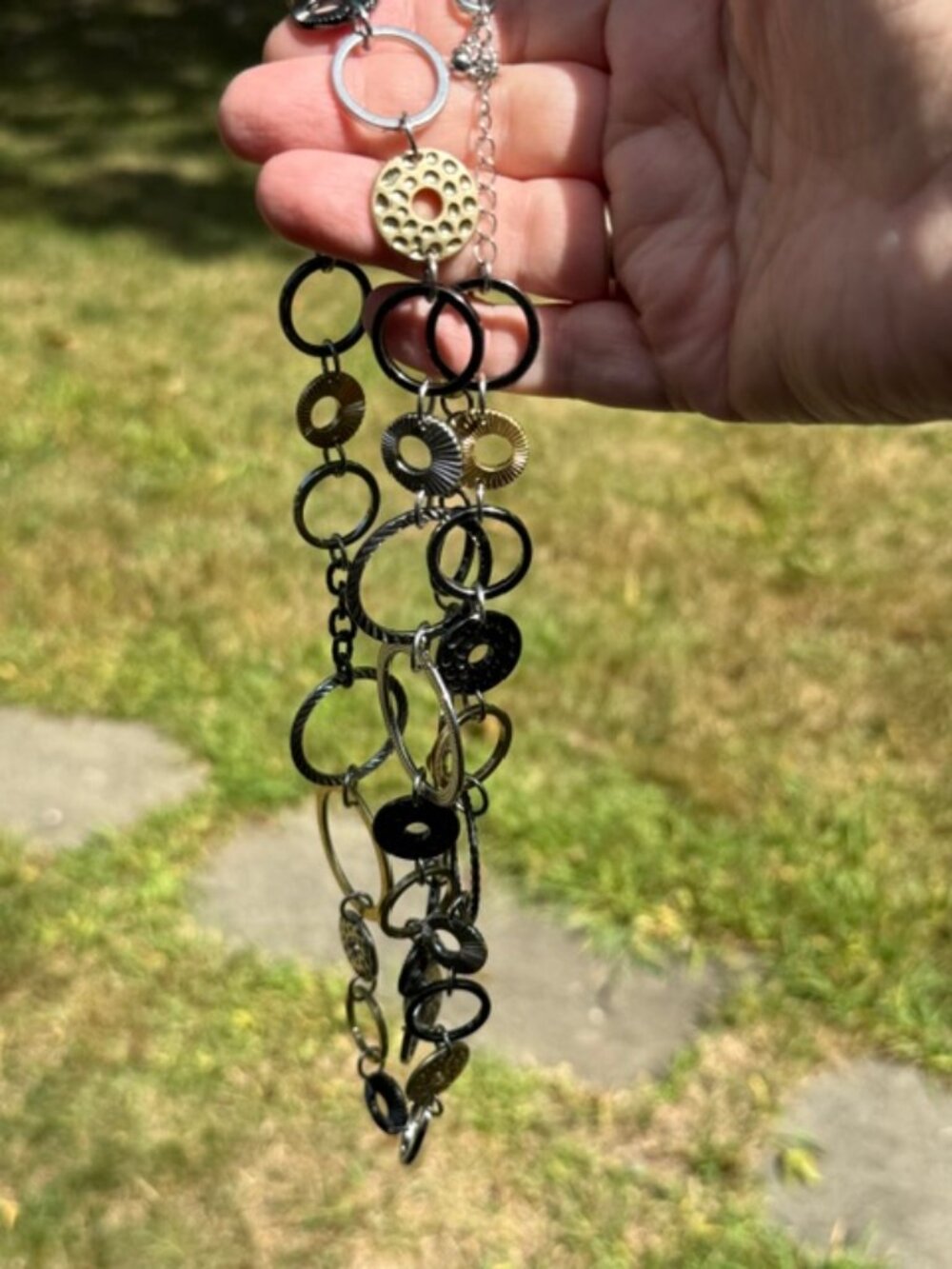 Lia Sophia Circles Metal Long Necklace
